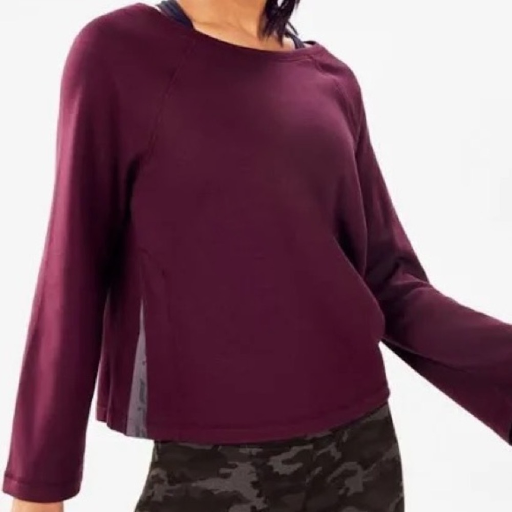 Fabletics Isabel Wide Sleeve Pullover Plum Sweatshirt size M